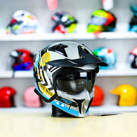 Mũ Fullface Yohe 890 NAVI T9 Xanh Xám Bóng FREESHIP