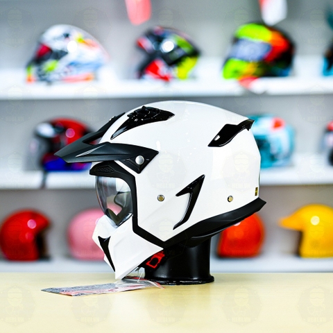 Mũ Fullface Yohe 890 NAVI Trắng  Bóng FREESHIP