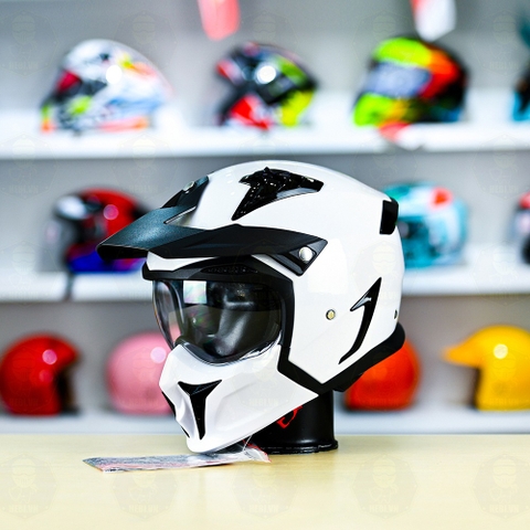 Mũ Fullface Yohe 890 NAVI Trắng  Bóng FREESHIP