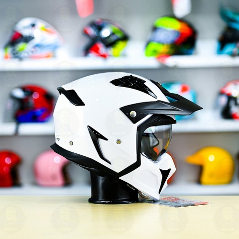 Mũ Fullface Yohe 890 NAVI Trắng  Bóng FREESHIP