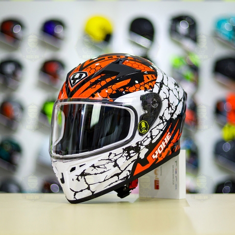 Mũ Fullface Yohe 978 PLUS 2020 Trắng Cam Đen FREESHIP