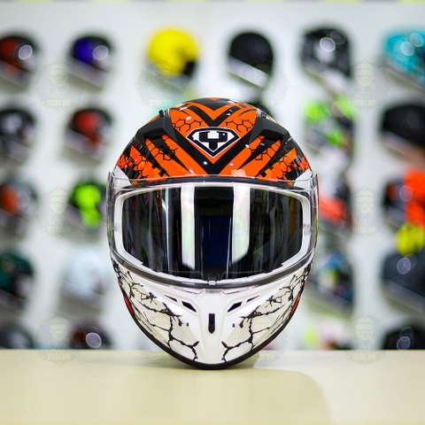 Mũ Fullface Yohe 978 PLUS 2020 Trắng Cam Đen FREESHIP