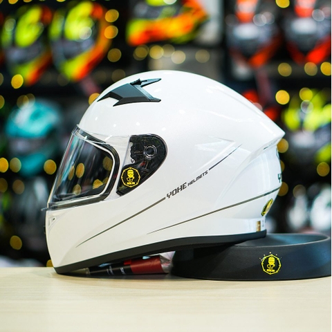 Mũ Fullface Yohe 978 Trắng Camay Bóng FREESHIP