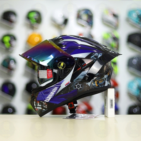 Mũ Fullface EGO E81 Đen Bóng + Tem Honda WINNER Xanh GP FREESHIP