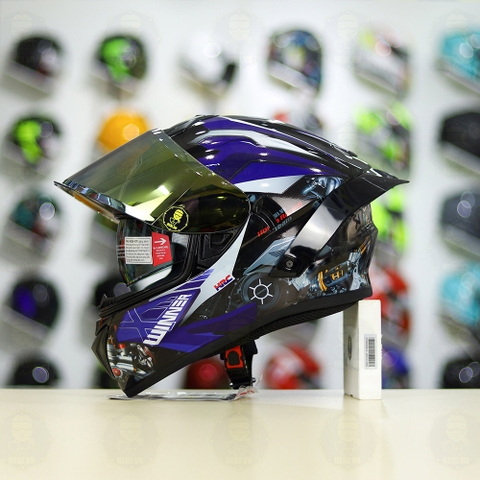 Mũ Fullface EGO E81 Đen Bóng + Tem Honda WINNER Xanh GP FREESHIP