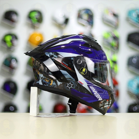 Mũ Fullface EGO E81 Đen Bóng + Tem Honda WINNER Xanh GP FREESHIP