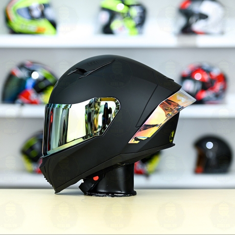 Mũ Fullface Yohe 985 Đen Nhám FREESHIP + Đuôi gió GPRR + Kính Gương gold