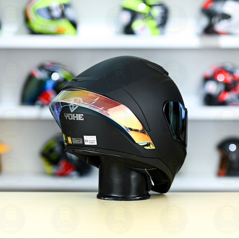 Mũ Fullface Yohe 985 Đen Nhám FREESHIP + Đuôi gió GPRR + Kính Gương gold