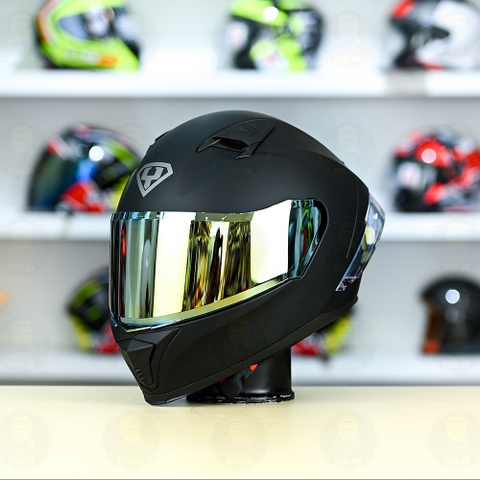 Mũ Fullface Yohe 985 Đen Nhám FREESHIP + Đuôi gió GPRR + Kính Gương gold