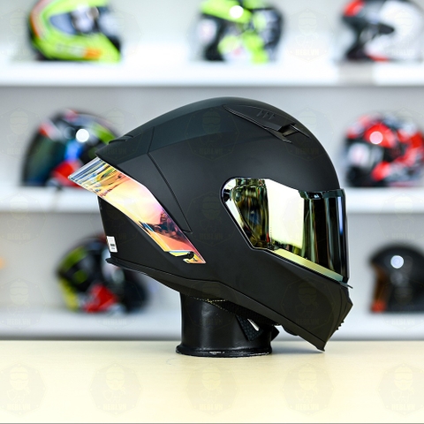 Mũ Fullface Yohe 985 Đen Nhám FREESHIP + Đuôi gió GPRR + Kính Gương gold