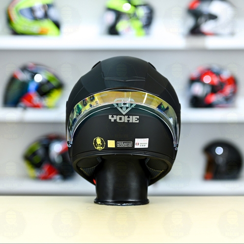 Mũ Fullface Yohe 985 Đen Nhám FREESHIP + Đuôi gió GPRR + Kính Gương gold