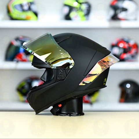 Mũ Fullface Yohe 985 Đen Nhám FREESHIP + Đuôi gió GPRR + Kính Gương gold