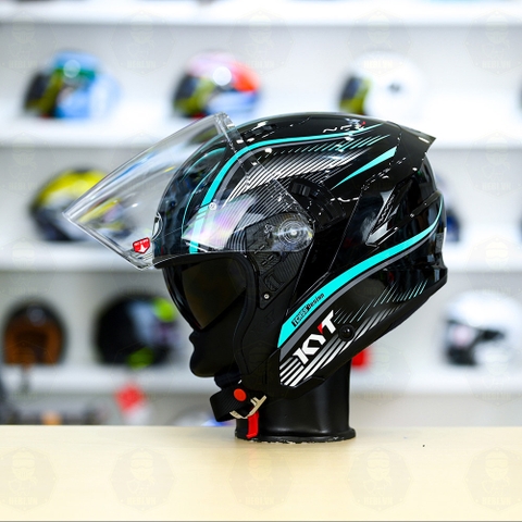 Mũ 3/4 2 kính KYT NFJ Aqua Blue - Freeship