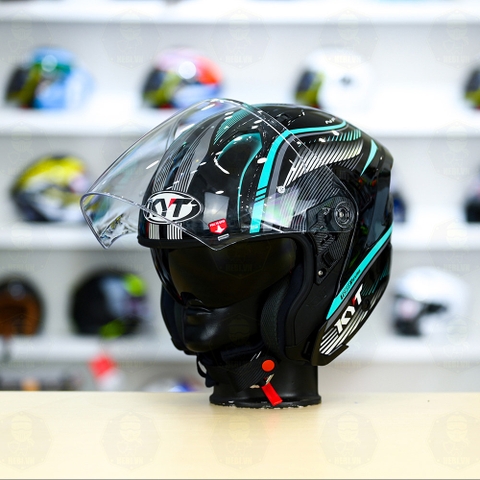 Mũ 3/4 2 kính KYT NFJ Aqua Blue - Freeship