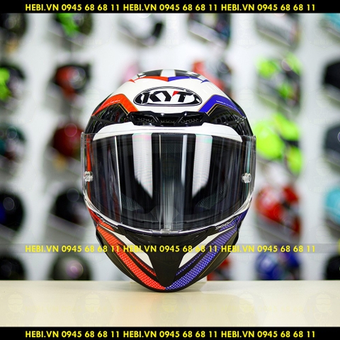Mũ Fullface KYT TT Course GRAND PRIX Trắng Đỏ Xanh FREESHIP