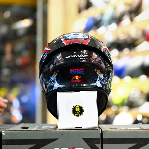 Mũ Fullface KYT TT Course Đen Bóng Dán Tem Sonic Đỏ