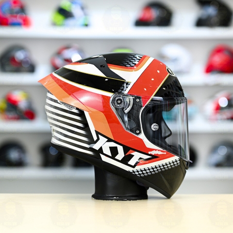 Mũ Fullface KYT TT Course PIRRO Đen Đỏ Trắng Bóng FREESHIP