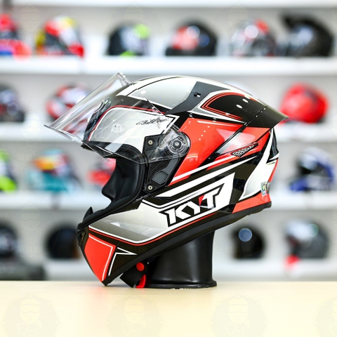 Mũ Fullface KYT TT Course Tourist Xám Đỏ Bóng FREESHIP