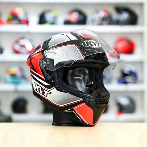 Mũ Fullface KYT TT Course Tourist Xám Đỏ Bóng FREESHIP