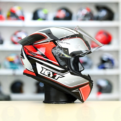 Mũ Fullface KYT TT Course Tourist Xám Đỏ Bóng FREESHIP