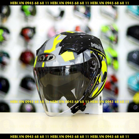Nón 3/4 2 kính KYT VENOM Minetic Vàng Neon - FREESHIP