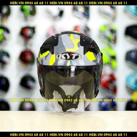 Nón 3/4 2 kính KYT VENOM Minetic Vàng Neon - FREESHIP