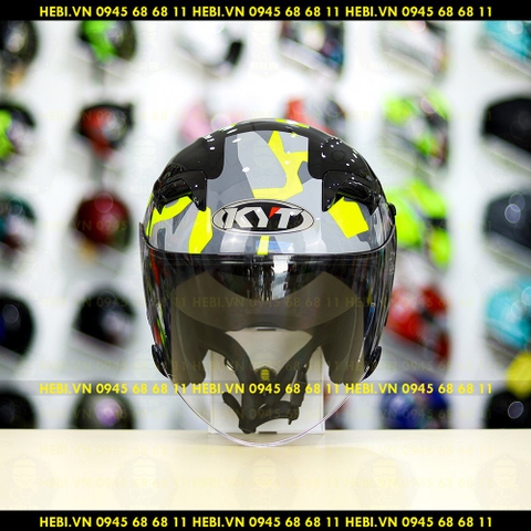 Nón 3/4 2 kính KYT VENOM Minetic Vàng Neon - FREESHIP