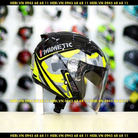 Nón 3/4 2 kính KYT VENOM Minetic Vàng Neon - FREESHIP