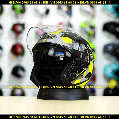 Nón 3/4 2 kính KYT VENOM Minetic Vàng Neon - FREESHIP