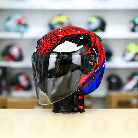 Nón 3/4 2 kính KYT VENOM SIPDERMAN RED/BLUE - FREESHIP