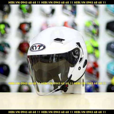 Nón 3/4 2 kính KYT VENOM White Gloss - FREESHIP