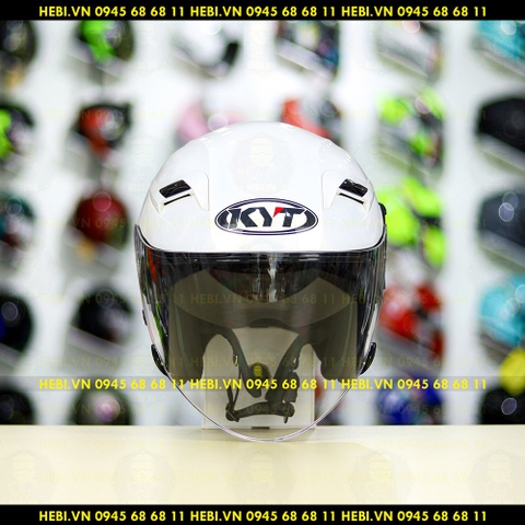 Nón 3/4 2 kính KYT VENOM White Gloss - FREESHIP