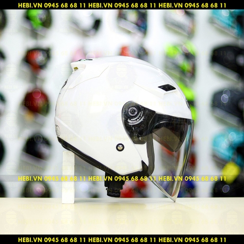 Nón 3/4 2 kính KYT VENOM White Gloss - FREESHIP