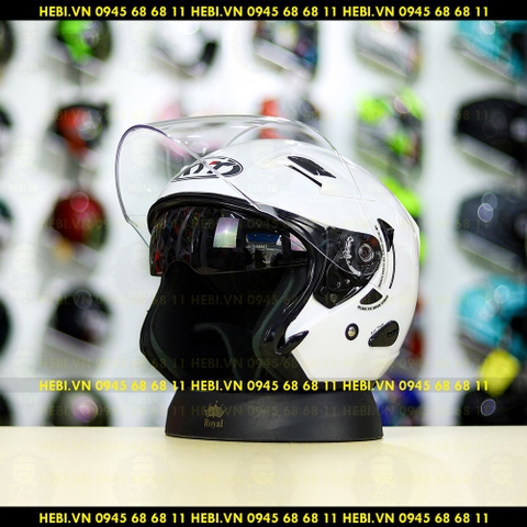 Nón 3/4 2 kính KYT VENOM White Gloss - FREESHIP