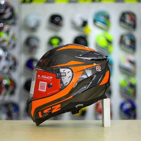 Mũ Fullface LS2 FF327 Xám Xước Cam Bóng FREESHIP