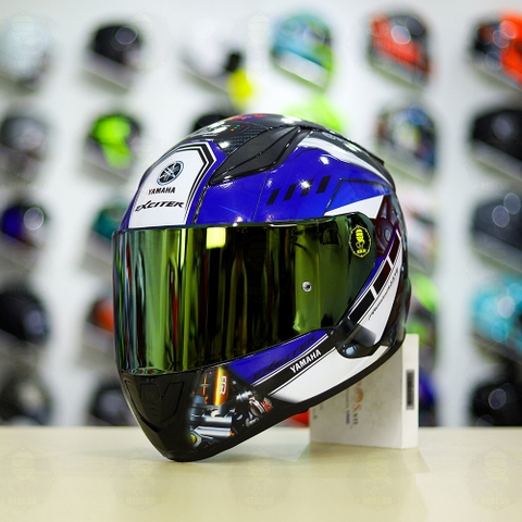 Mũ LS2 FF353 Đen Bóng + Dán Tem Decal Yamaha EXCITER Xanh GP FREESHIP