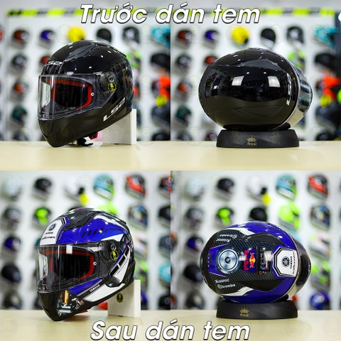 Tem Decal Yamaha Exciter Xanh GP Cho LS2 FF353 - Không Nón - FREESHIP