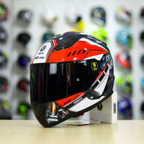 Mũ LS2 FF353 Đen Bóng + Dán Tem Decal Yamaha R15 Đen Đỏ FREESHIP