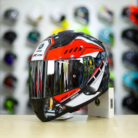 Mũ LS2 FF353 Đen Bóng + Dán Tem Decal Yamaha R15 Đen Đỏ FREESHIP