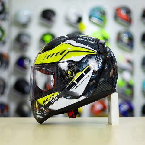 Mũ LS2 FF353 Đen Bóng + Dán Tem Decal Yamaha R15 Vàng FREESHIP