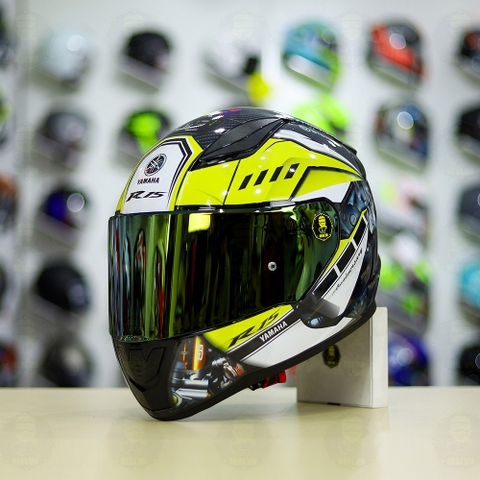 Mũ LS2 FF353 Đen Bóng + Dán Tem Decal Yamaha R15 Vàng FREESHIP