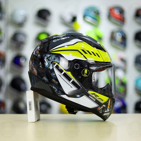 Mũ LS2 FF353 Đen Bóng + Dán Tem Decal Yamaha R15 Vàng FREESHIP