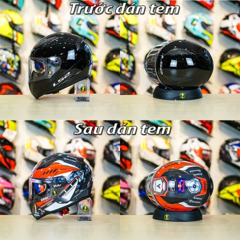 Tem Decal Yamaha Exciter Trắng Đỏ Cho LS2 FF353 - Không Nón - FREESHIP