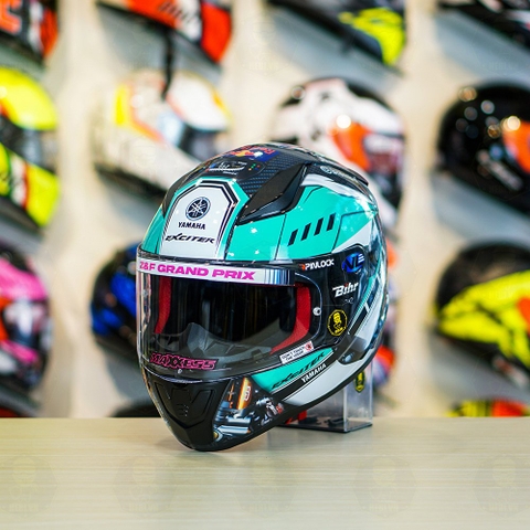 Mũ LS2 FF353 Đen Bóng + Dán Tem Decal Yamaha EXCITER Xanh Ngọc FREESHIP