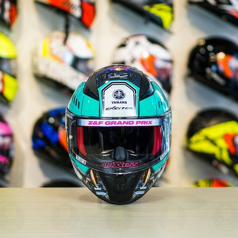 Mũ LS2 FF353 Đen Bóng + Dán Tem Decal Yamaha EXCITER Xanh Ngọc FREESHIP