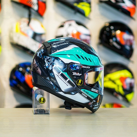 Mũ LS2 FF353 Đen Bóng + Dán Tem Decal Yamaha EXCITER Xanh Ngọc FREESHIP