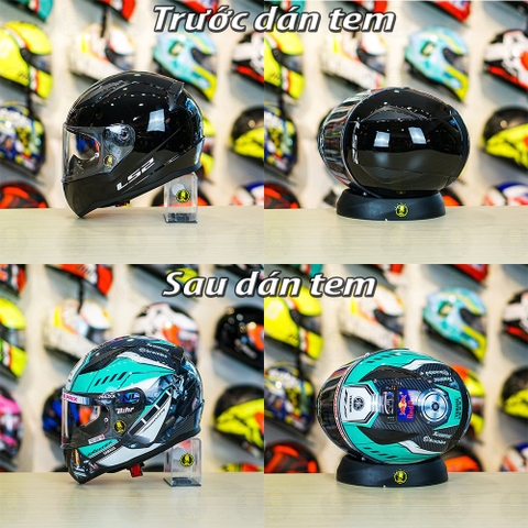 Tem Decal Yamaha Exciter Xanh Ngọc Cho LS2 FF353 - Không Nón - FREESHIP