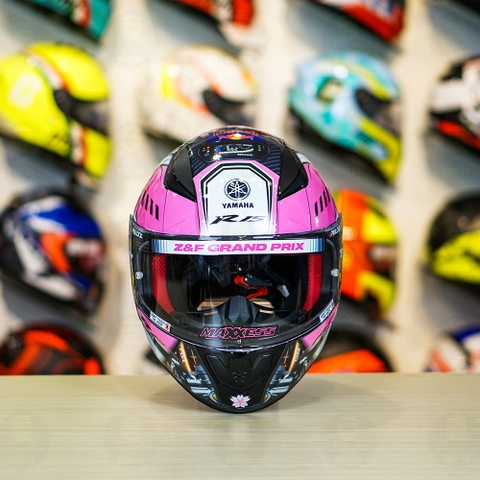 Mũ LS2 FF353 Đen Bóng + Dán Tem Decal Yamaha R15 Pink Candy FREESHIP