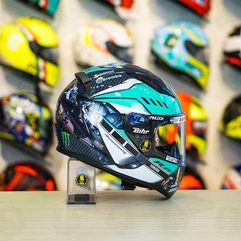 Mũ LS2 FF353 Đen Bóng + Dán Tem Decal Yamaha R15 Xanh Ngọc Bích FREESHIP