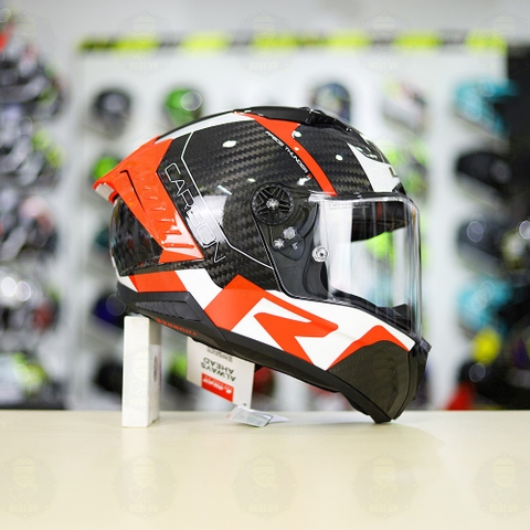 Mũ LS2 FF805 CARBON Racing Trắng Đỏ Bóng + Tặng Kính Đen + Pinlock + Tearoff FREESHIP
